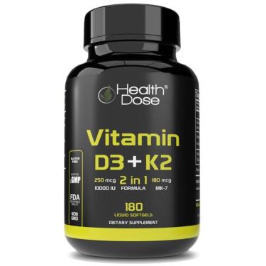 Imagem de Suplemento Health Dose de Vitamina D3 10.000 UI + K2 (MK7) 180 s-Unissex