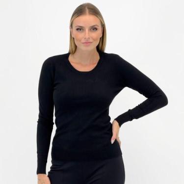 Imagem de Blusa Facinelli Tricot Básica Gola Redonda Feminina, G, Preto