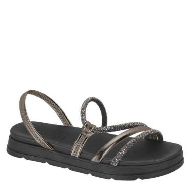 Imagem de Sandália Feminina Moleca Tiras Glitter Calce facil 5490.113, Black dia