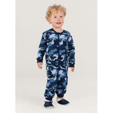 Imagem de Pijama Macacão Infantil Unissex Soft Poa Brandili, 4, Azul