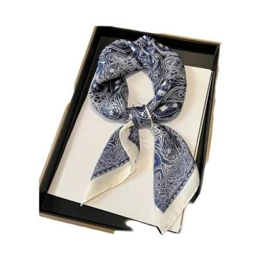 Imagem de Lenço Quadrado Pequeno Feminino De Cetim Com Estampa Paisley, Fino, Pa