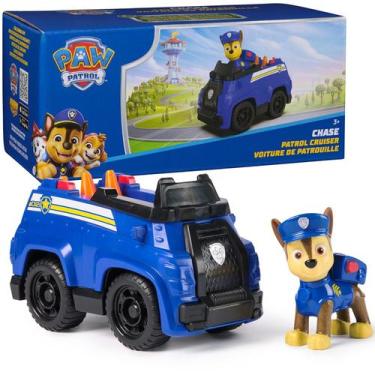 Imagem de Boneco Chase Com Carro De Patrulha 6 Cm Paw Patrol Brinquedo Colecioná