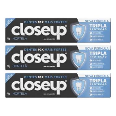 Imagem de Kit C/3 Creme Dental Close-up Triple Proteção Hortelã 70g