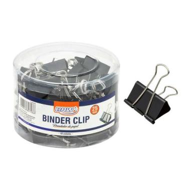 Imagem de Prendedor para Papéis Binder Clip 25mm Pote c/ 48 Unidades Multi Funçõ