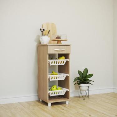 Imagem de Fruteira Cozinha 1 Gaveta+3 Bandejas 87cm x 40cm x 38 cm Marrom/Canela
