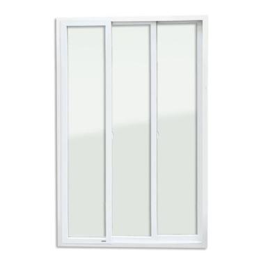 Imagem de Porta de PVC de Correr 210x200cm com 3 Folhas e Vidro Liso Temperado I