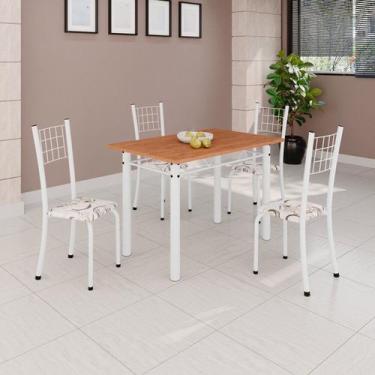Imagem de Conjunto de Mesa Tubular 100x60cm Tampo em MDF e 4 Cadeiras Dany Branc