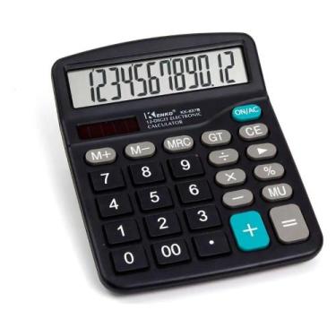 Imagem de Calculadora de Mesa Escritório Display 12 Dígitos Simples Preto BM - B