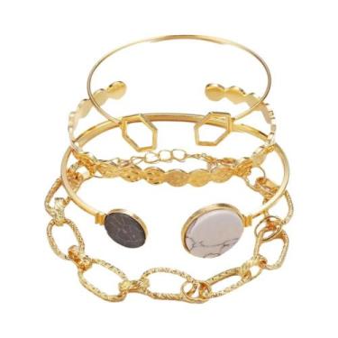 Imagem de Conjunto De Pulseiras De Corrente De Metal Dourado Boêmio Para Mulhere