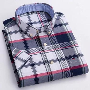 Imagem de Camisa Clássica Masculina De Manga Curta Em Algodão Oxford 7XL 6XL, Es