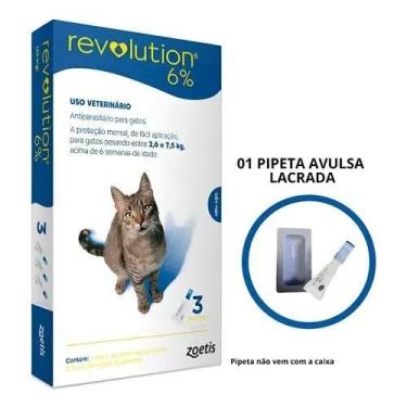 Imagem de Antipulgas Revolution Gatos 2,5 A 7,5 Kg 45mg - 1 Pipeta Cor - Congrat