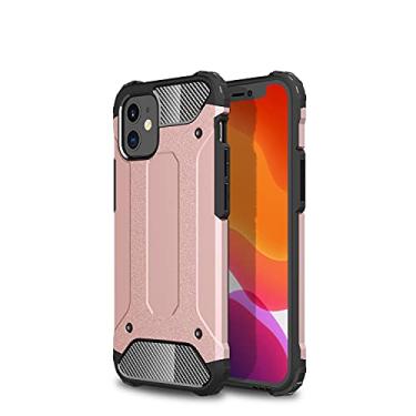 Imagem de Capas protetoras para celular para iPhone 12 Mini 5,4 polegadas, capa de TPU + PC bumper camada dupla à prova de choque capa protetora híbrida robusta (cor: ouro rosa)