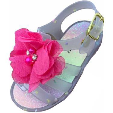 Imagem de Sandália Papete Infantil Juju Flor Pérola Cristal Com Pink - Juju Shoe