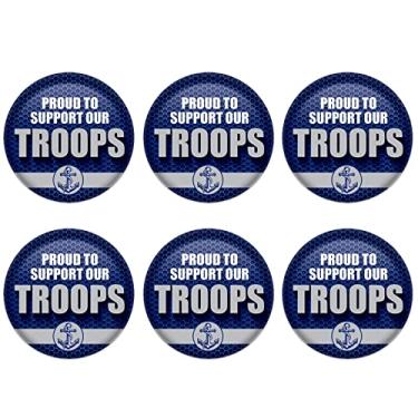 Imagem de Beistle 6 peças suportam nossos pinos de crachá com botão de pino para 4 de julho decorações patrióticas materiais e lembrancinhas para festa do dia da independência, 5 cm, azul/branco/cinza