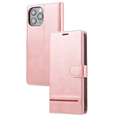 Imagem de XD Designs Capa para iPhone 13/13 Mini/13 Pro/13 Pro Max, capa de carteira de couro com flip magnético, fina TPU com suporte fólio de silicone, capa protetora à prova de choque, ouro rosa, 13 mini 5,4 polegadas