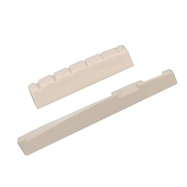 Imagem de Sela e porca de plástico bege com fenda para 6 cordas canhotos