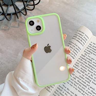 Imagem de Capa de telefone à prova de choque com borda macia de cor doce para iPhone 13 12 11 Pro Max Mini X XR XS 7 8 6 Plus SE 2020 Capa traseira transparente, verde, para iPhone12 Mini