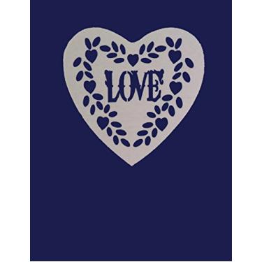 Imagem de Love: Manuscript Paper Notebook. Soft cover with Blue background and cream love heart, 110 pages, 12 stave 8.5x11