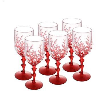 Imagem de Conjunto 6 Taças de Acrílico Coral Vermelho 450ml Wolff