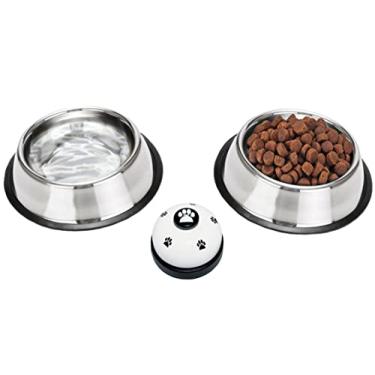 Imagem de Pacote com 2 tigelas para cães de aço inoxidável com base de borracha, tigela de comida ou água para animais de estimação, três tamanhos 236 g 473 g para cães pequenos/médios/grandes (1,5 onças, 30 cm)