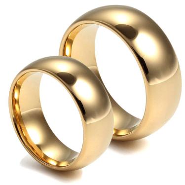 Imagem de Par de alianças De Noivado Casamento Tungstênio Clássica 8mm Banhada A Ouro 18k