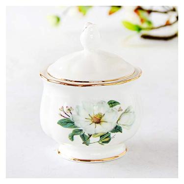 Imagem de Açucareiro com tampa à prova de poeira retro açucareiro cubo açúcar branco lata de chá de açúcar bom companheiro para chá da tarde café pote de açúcar (cor: C)