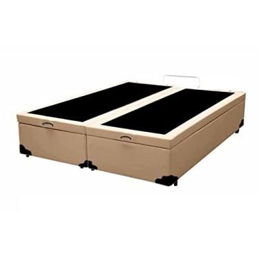 Imagem de Cama Box Com Baú Bipartido Queen size Sintético Bege Real comfort