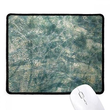Imagem de Mousepad com textura de pele de couro azul escuro borda costurada tapete de borracha para jogos