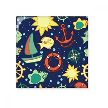 Imagem de Azulejo de cerâmica oceano colorido Navigation Fish Boat brilhante decalque de pedra adornada tijolo vitrificado