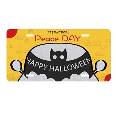 Imagem de DIYthinker Hallowmas Black Morcegos Feliz Dia das Bruxas Placa Placa de Carro Decoração Dia da Paz