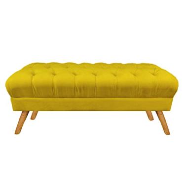 Imagem de Puff Decorativo Retrô Paris Capitonê 1 Metro Pé Palito Suede Amarelo - LM DECOR