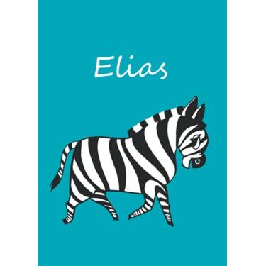 Imagem de Elias: Malbuch / Notizbuch / Tagebuch - DIN A4 - blanko - Zebra - petrol