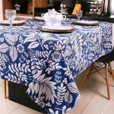 Imagem de Toalha De Mesa Cook Impermeável - 1,40M X 1,40M - Floral Azul - Paulo