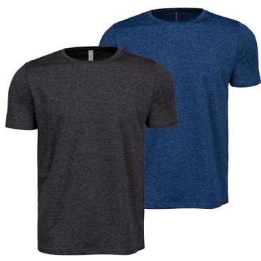 Imagem de Kit 2 Camisetas Masculina Dry Fit Plus Size Academia Treino Fitness (BR, Alfa, 4G, Regular, Chumbo/Azul)