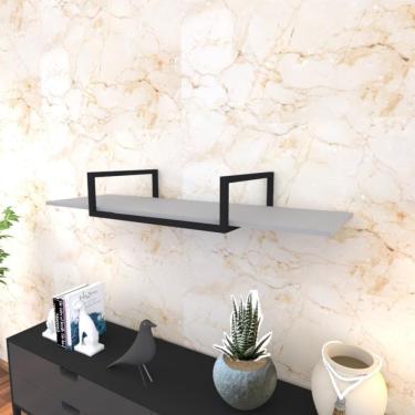 Imagem de Prateleira Industrial Suspensa Estante Parede Nicho Cinza Cozinha Escritorio Sala Quarto Infantil