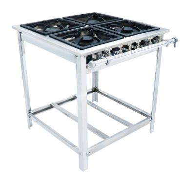 Imagem de Fogão Industrial Venâncio 4 Bocas 2 Duplas a Gás Baixa Pressão Extra Inox EI4D2