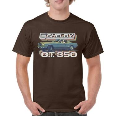 Imagem de Camiseta masculina vintage Shelby GT350 Shelby GT350 de corrida retrô Mustang Cobra GT Performance Powered by Ford, Marrom, P