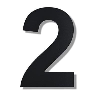 Imagem de BetLight Número de endereço residencial flutuante de aço inoxidável de 25 cm de altura para uso externo/preto/número 2