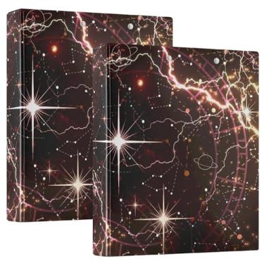 Imagem de Fichários de caderno de 3 anéis, fichários de caderno de 3 cm com bolsos, pacote de 1/2 fichários escolares, 200 folhas, nebulosa relâmpago