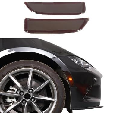Imagem de JONKOKO Tampa da moldura da lâmpada dos faróis de neblina traseiros do carro para Mazda MX-5 ND 2015-2023 refletor de para-choque luzes laterais marcadoras, tampa da lâmpada de seta lateral, adesivos