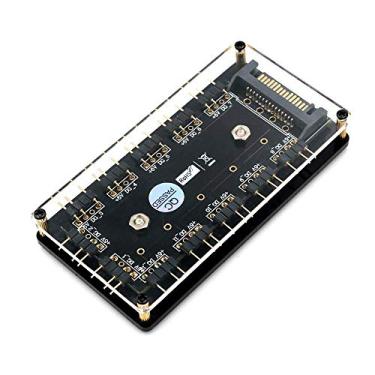 Imagem de Hub divisor de LED 12 Way 5 V RGB com capa PMMA e suporte magnético para controle de LED ASUS/MSI 5 V 3 pinos com capa PMMA e suporte magnético para controle de LED ASUS/MSI 5 V 3 pinos