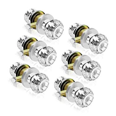 Imagem de LOQRON Maçanetas de porta de cristal com fechadura e chaves, pacote com 6 maçanetas de vidro com chave, fechadura de porta de entrada interior clássica com a mesma chave, maçanetas de porta de