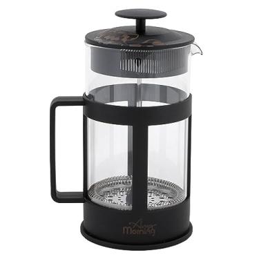 Imagem de Any Morning Máquina de café e chá French Press, prensa de café de vidro borossilicato, filtro de aço inoxidável, durável e resistente ao calor, preta (800 ml, 765 g, 3 xícaras)