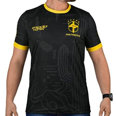 Imagem de Camiseta Pro Tork Brasil Seleção Copa 2022 Tam G Preto/Amarelo, Modelo: CP-308AZ-2