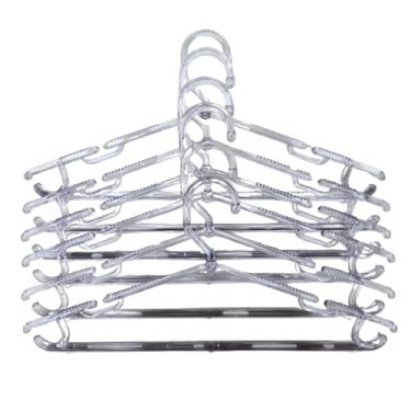 Imagem de Kit 30 Cabides de Acrílico adulto transparente com cavas 40x20 reforçado 08mm com reforço de 10mm.