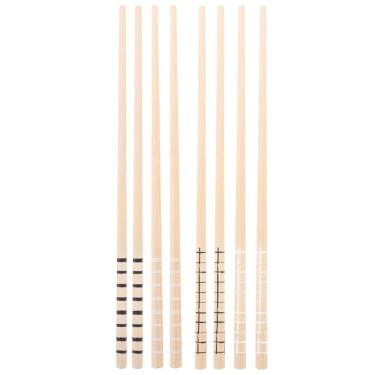 Imagem de 24 Pares de Hashi para Restaurante Bambu Comida Japonesa Sushi Sashimi 24cm Geométrico