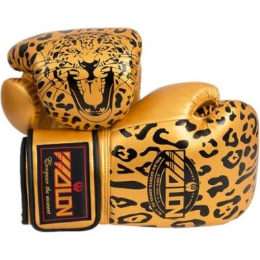 Imagem de Luvas de boxe com estampa de leopardo adulto PU profissional Sanda Fighting Taekwondo MMA Muay Thai Luvas de saco de areia 10 oz multicolorido opcional, amarelo, 10 0Z