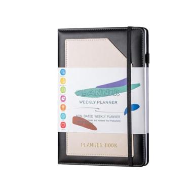 Imagem de Joucien A5 Plano semanal mensal Este caderno matricial de pontos autodisciplina encadernado manual de eficiência do planejador de laptop - preto (livro único)