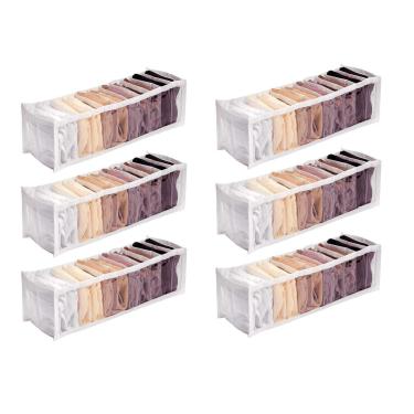 Imagem de Kit 6 Organizadores de Gavetas (calcinhas, meias, cuecas) Transp. Branco