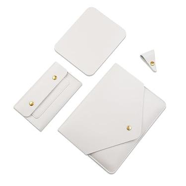 Imagem de Benfan Capa para tablet compatível com iPad Pro 12.9 Gen 6, Gen5, Gen4, Gen3, Surface Pro 9, Surface Pro X com bolsa pequena, mouse pad e organizador de cabos, cor branca